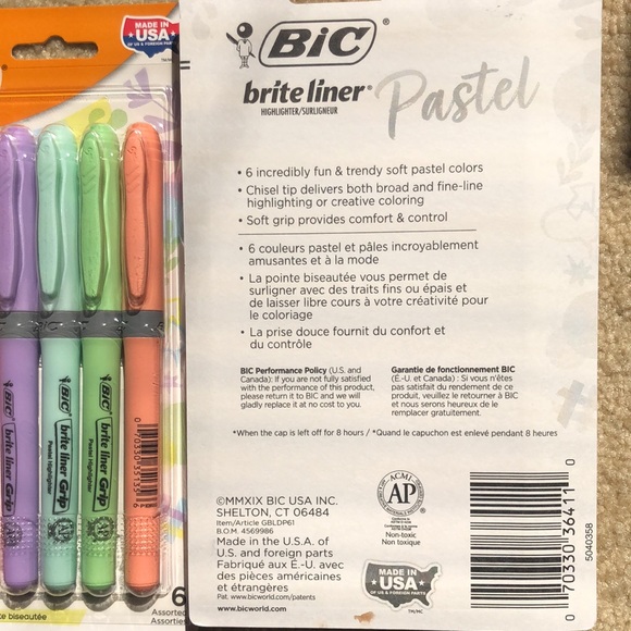 Bic Office Bic Pastel Highlighters 6 Ct 2 Packs Factory Sealed